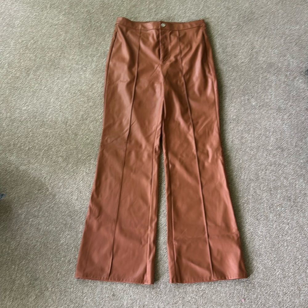 Brown leather pants